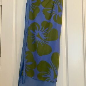 Kate Spade Silk Floral Blue and Green Women's Sarong or Skirt OS